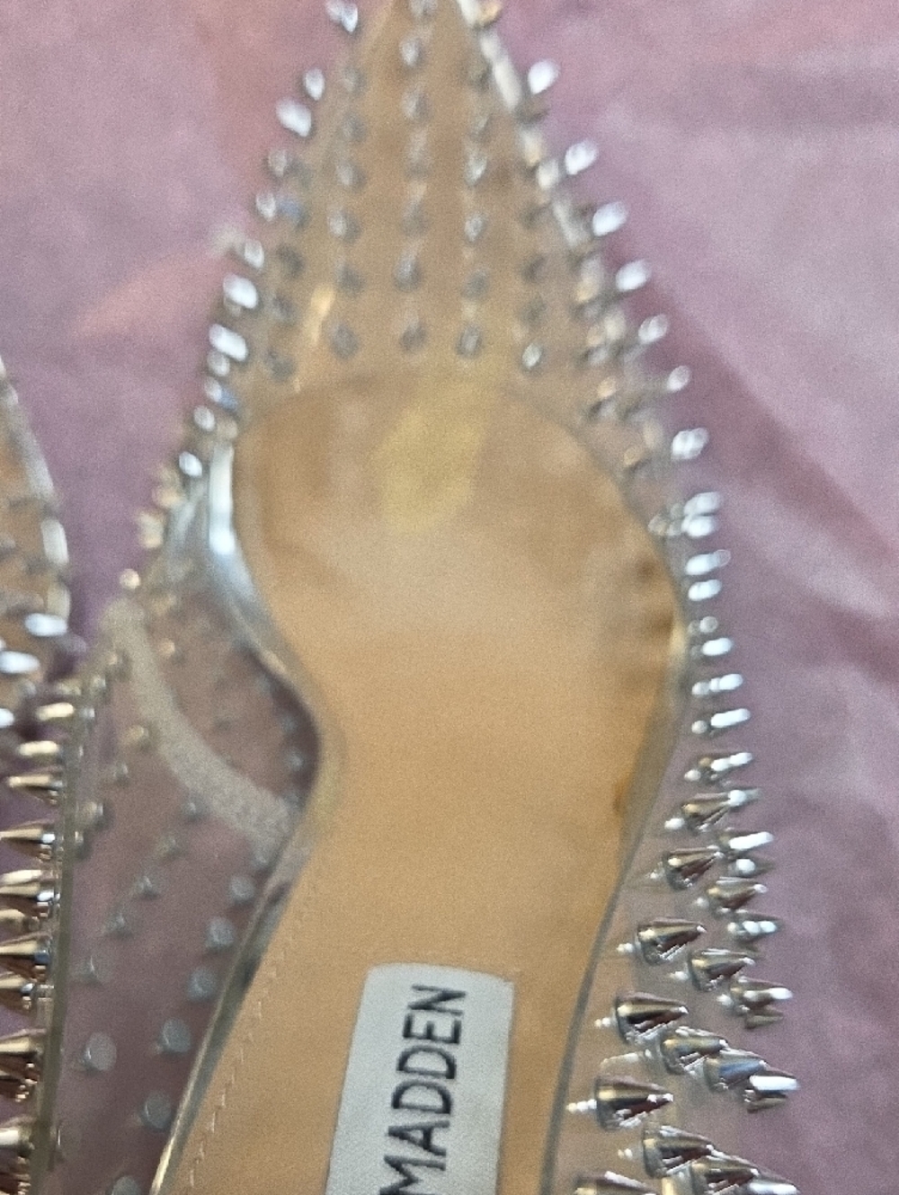 Steve Madden Clear Pointed Pumps with Silver Spikes - Picture 7 of 7